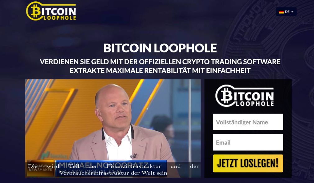 Bitcoin Loophole Erfahrungen - Screenshot der Webseite
